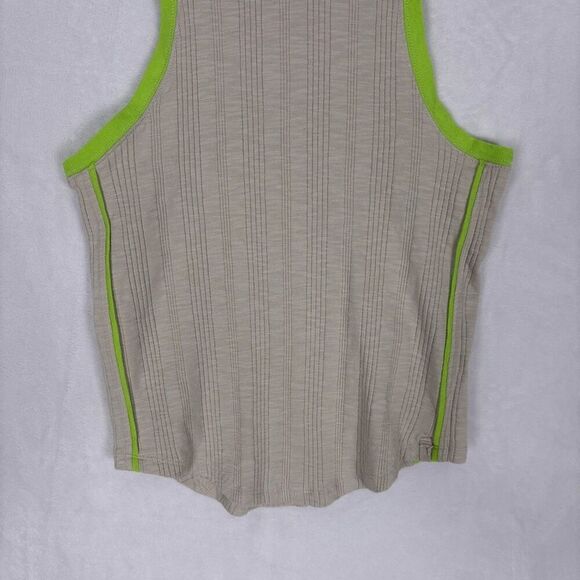 Free People We The Free Light Grey/ Neon Green Mock Neck Tank Top Size Small - Picture 3 of 9